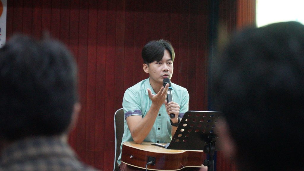Suasana Workshop Kewirausahaan bersama Youtuber Yoseph Hermanto di Recital Hall Program Studi Seni Musik FBS UKSW, Rabu (24-10-2023). 