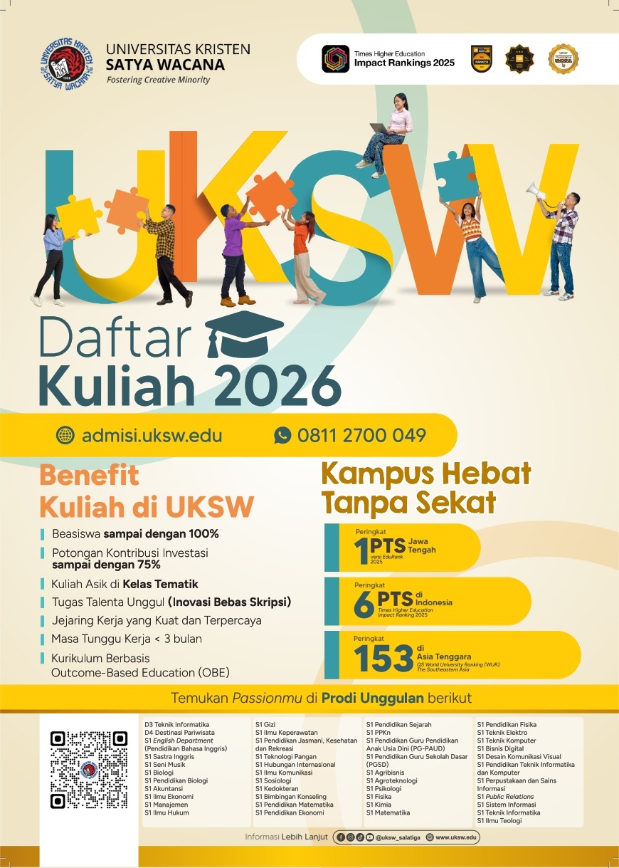 Pendaftaran mahasiswa baru UKSW dibuka.