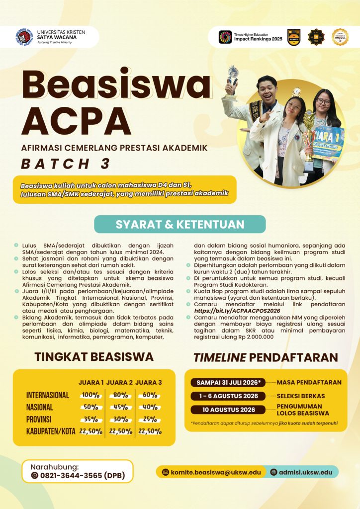 Beasiswa Afirmasi Cemerlang UKSW 2026