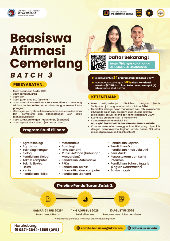 Beasiswa Afirmasi Cemerlang UKSW 2026